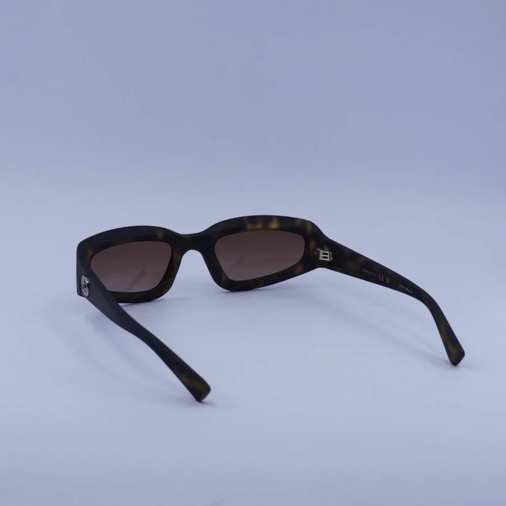 Gucci GG1787S 002 Sunglasses Dark Havana Cat Eye Frame, Brown Lenses